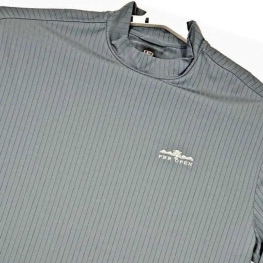 Nike FBR Open TPC Scottsdale Mock Neck Shirt Mens XL Gray Pinstripe Long Sleeve